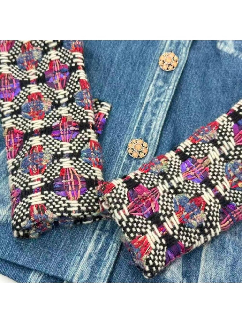 Chanel Jacket Denim Tweed Gripoix Blue - Picture 5 of 11